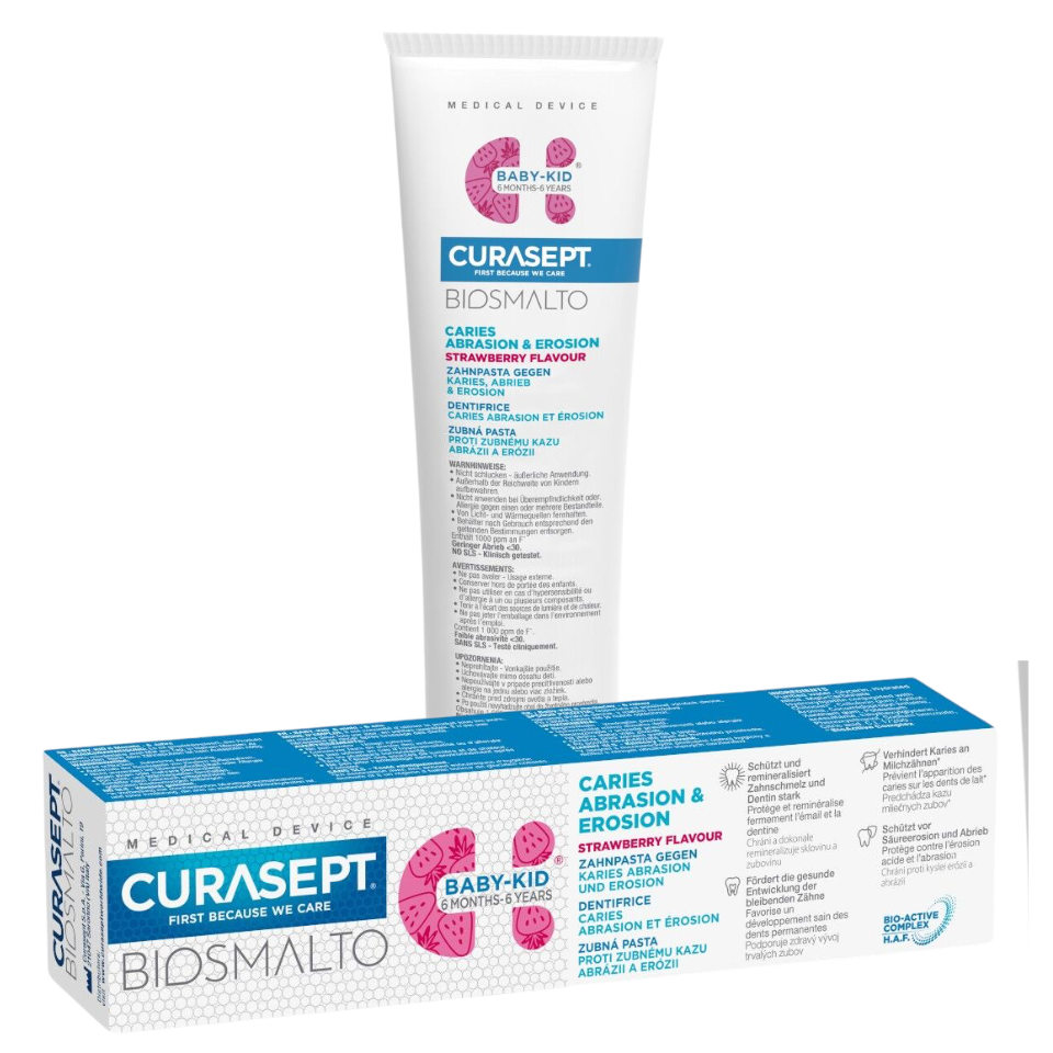 Biosmalto Baby-Kid z fluorem - truskawkowa pasta do zębów dla dzieci od 6 m.ż. do 6 lat - 50ml